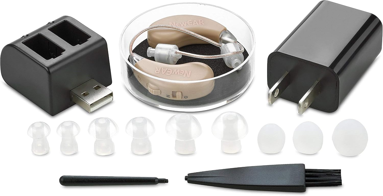 Hearing Amplifiers Set with New Digital Technology - Almost Invisible Design and Rechargeable USB Dock - Personal Pair Sound Amplifier with Adjustable Volume Tone Control By MEDca