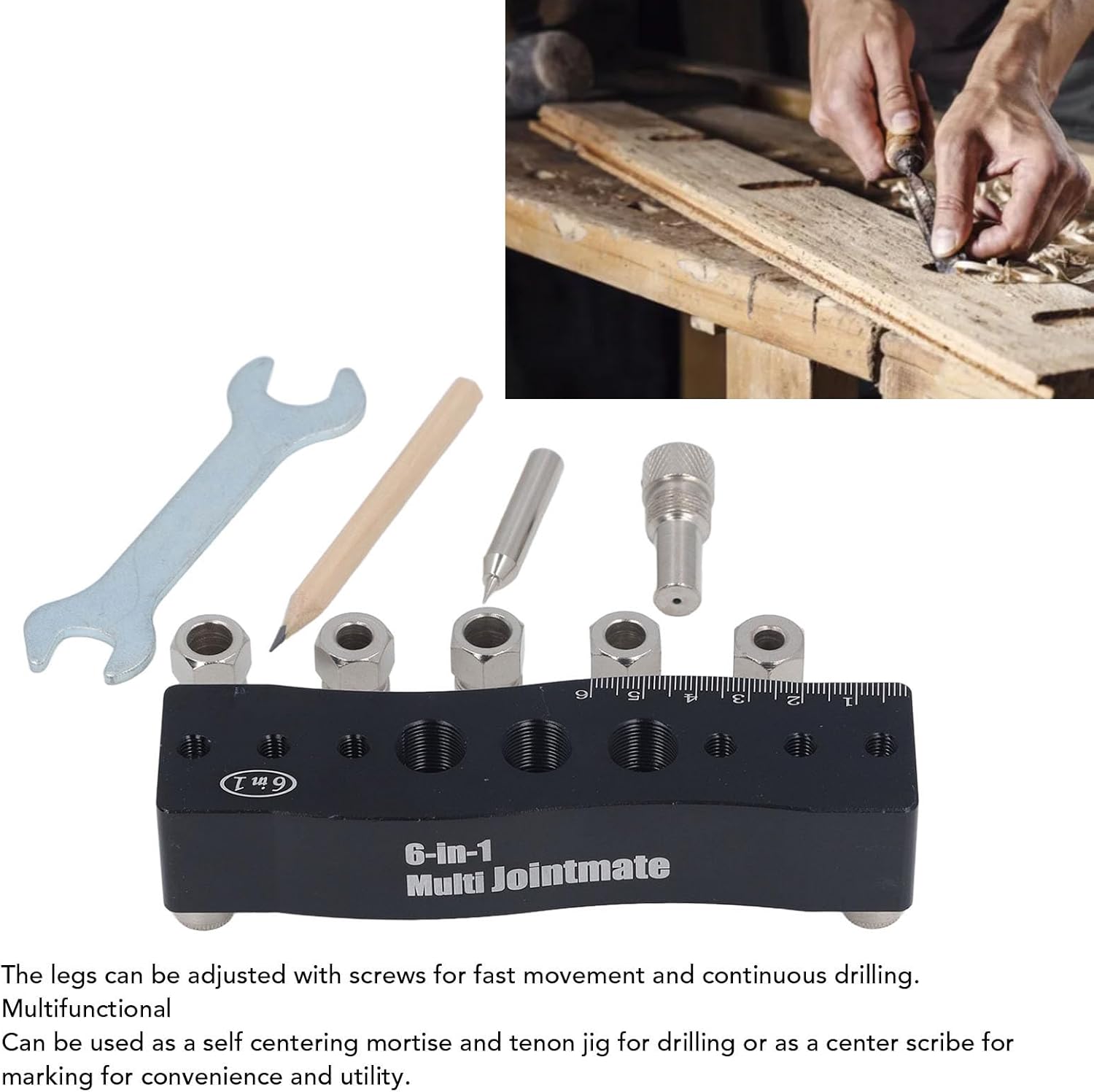 Dowel Jig Kit, Self centering Line Scriber Woodworking Tools, Drill Guide for Straight Holes, Aluminum Alloy CNC Dowelling Locator Punch