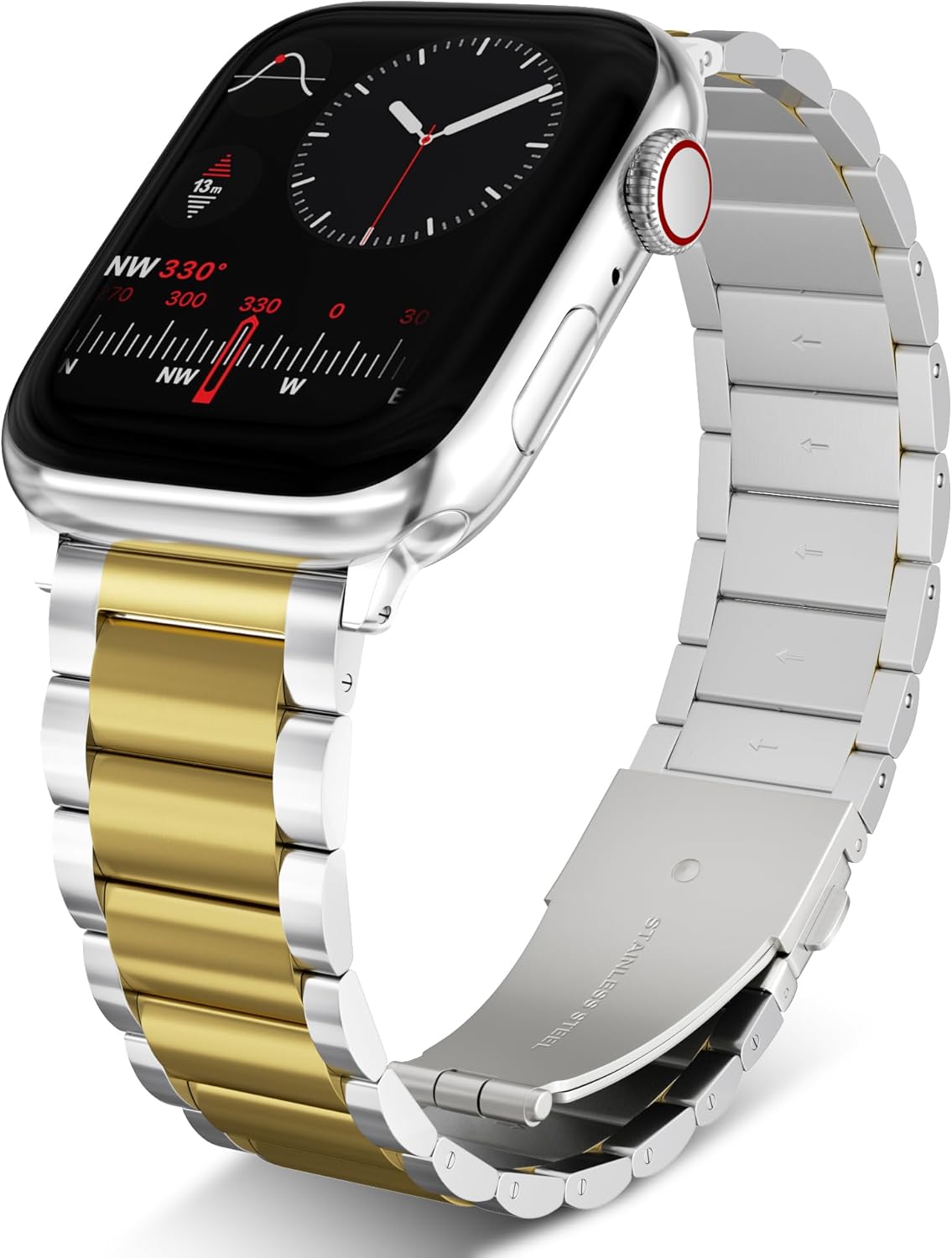 Metal Watch Bands for Apple Watch Ultra 2 Ultra SE Series 9/8/7/6/5/4/3/2/1, 38mm 40mm 41mm 42mm 44mm 45mm 49mm Universal Stainless Steel Straps for Women and Men