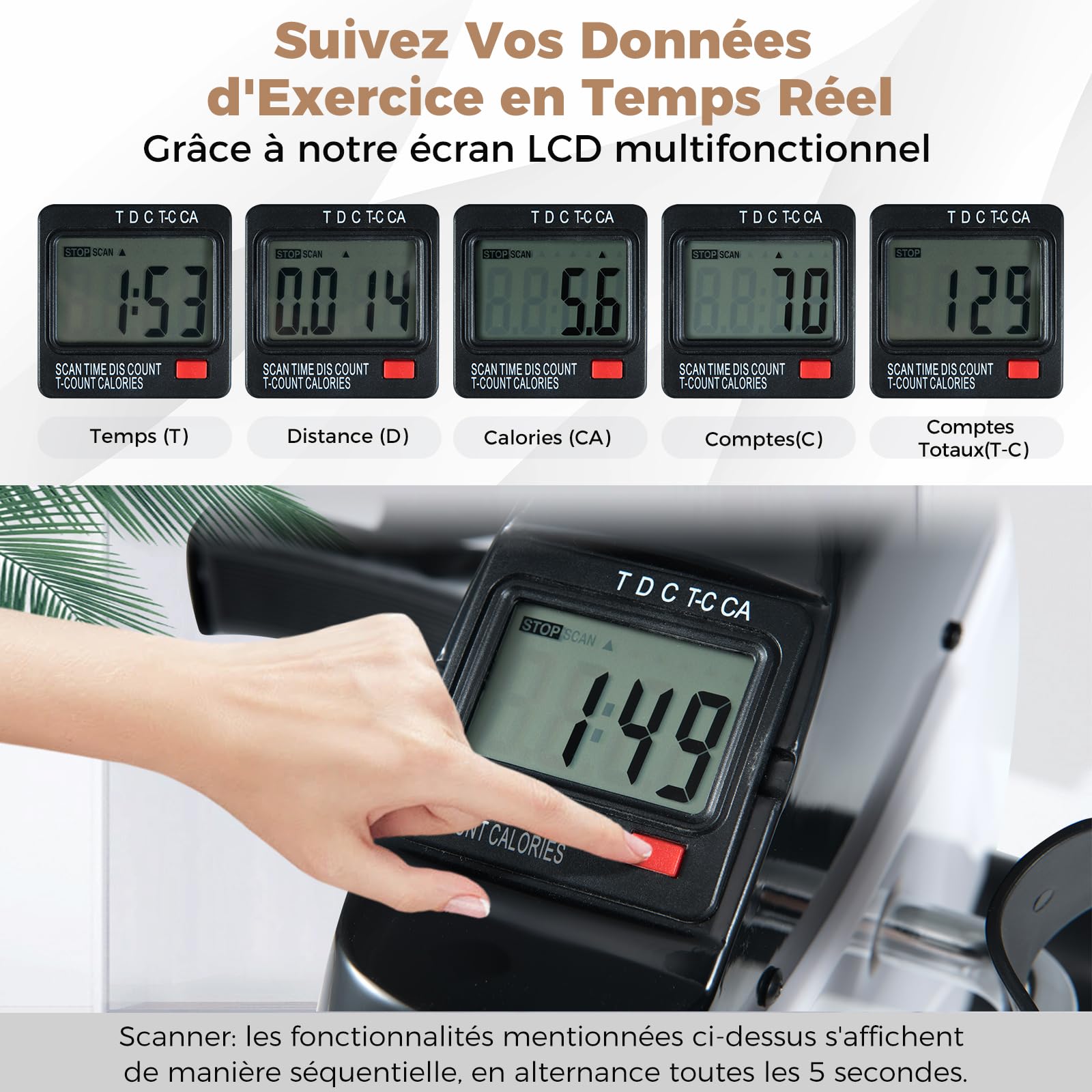 COSTWAY Pedalier d'Appartement sous Bureau, Mini Vélo d'Appartement avec Écran LCD pour Exercices de Pédalage, Pédales Statiques Exercice pour Seniors Équipement de Fitness Intérieur