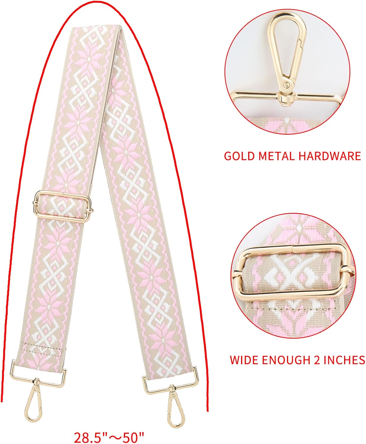 GINJKGO Purse Straps Replacement Crossbody - Adjustable Bag Strap for Purses, Wide Shoulder Strap for Women Guitar Purses - Image 3