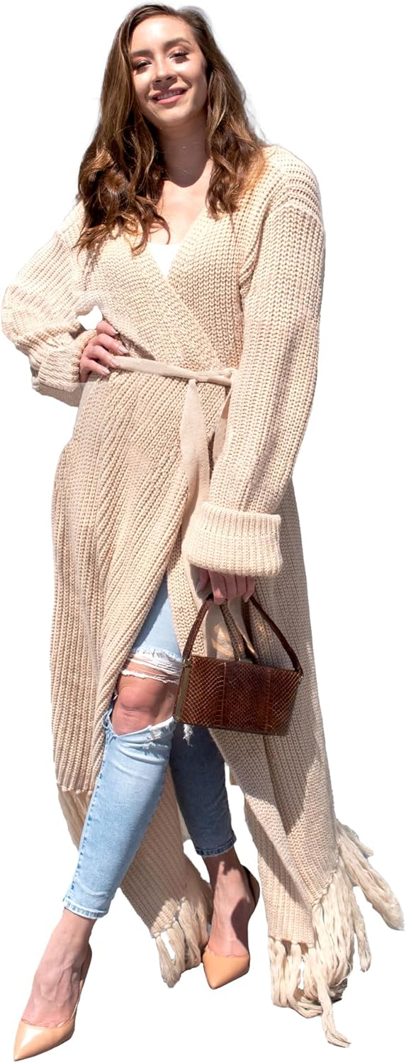 Women's Floor Length Open Front Knit Cardigan Dress - Long Sleeve Maxi Dress - Cardigan for Women - Image 2