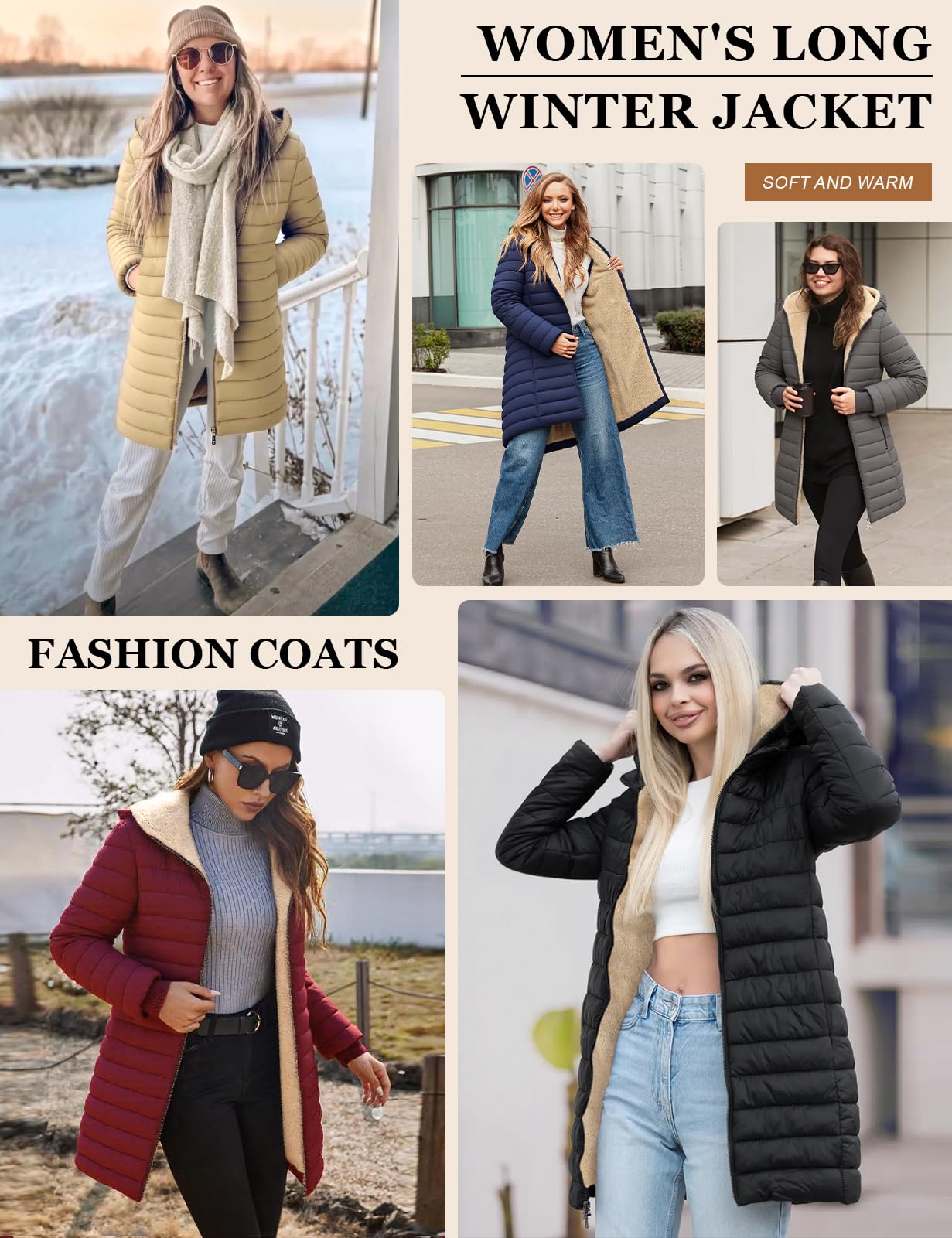 Giacca Trapuntata Invernale Donna Lunga Giubbotto in Pile Caldo Giubbino Puffer Cappotto Imbottito Quilted Jacket Elegante Piumino Invernali Autunno Parka con Cappuccio