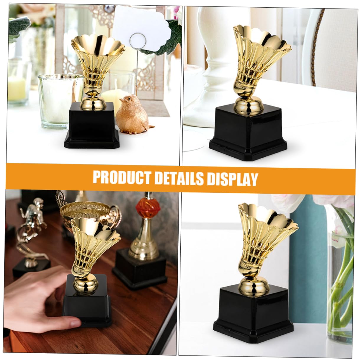 KICHOUSE 2pcs Badminton Trophy Model for Boys and Girls Competitions Award Decor Creative Sports Trophy for School Events and Celebrations Bright Color Design