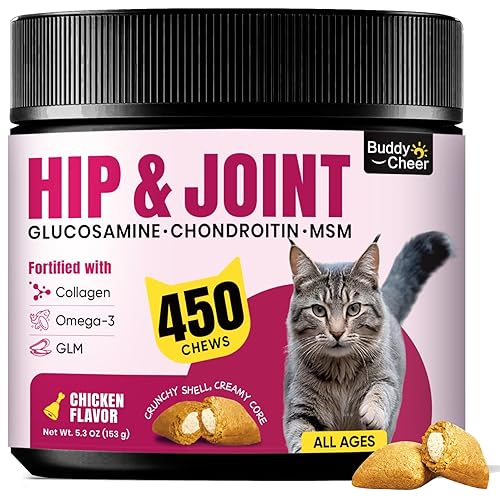 Glucosamine for Cats, Cat Joint Supplement with Chondroitin, Omega-3s &