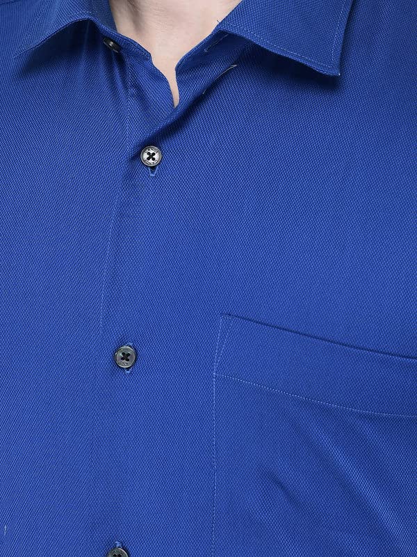 Image of Canoe Men's Regular Fit Blue Color Cotton Fabric 38 Size Button Closure Formal Shirt Collared Neck Pattern Chest Pocket Spread Collar