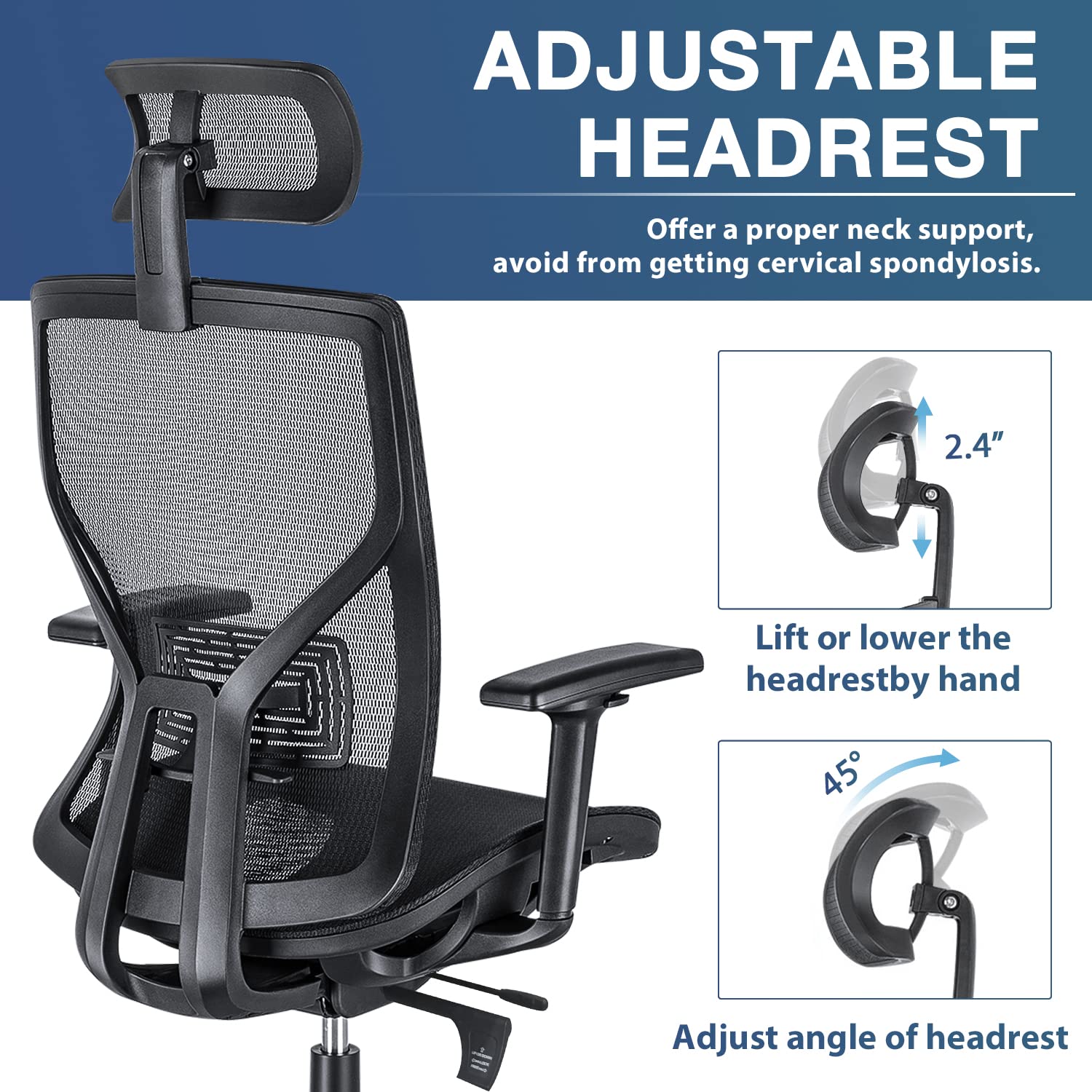 SUNNOW Ergonomic Office Chair with Adjustable Lumbar Support, HighBack