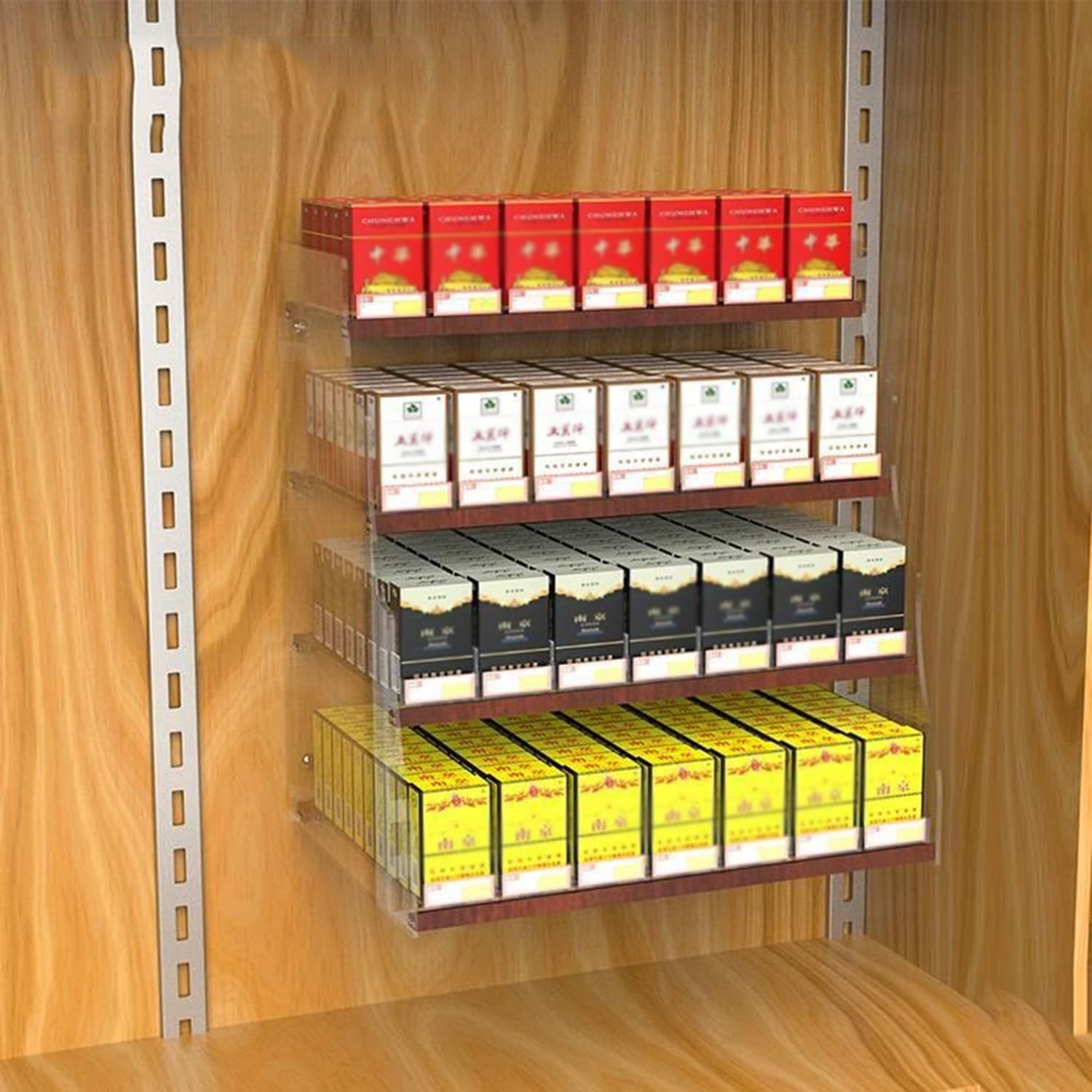 IEOWY Retail Cigarette Display Rack - Acrylic Vending Machine Organizer for Supermarkets, 4 Layers & 8 Columns, Efficient Cigarette Dispenser Case for Retail Stores