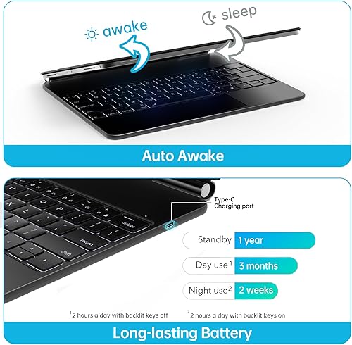 Miniatura 7 de siamide Funda de teclado mágico digital para iPad Pro 12.9 pulgadas Marco de fotos digital (negro) (negro) (negro) (clásico)