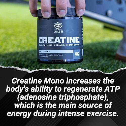 Miniatura 3 de Swole AF CREATINE Mono | Pre y después del entrenamiento para ganar resistencia y recuperación muscular | Suplemento dietético para mejorar la