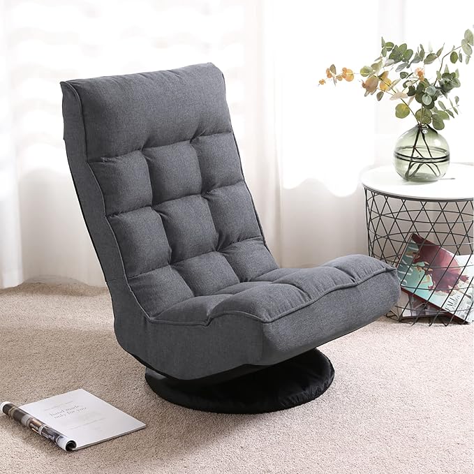 HOMFME Chaise Relax avec Dossier Réglable 5 Niveaux et Oreiller, Cadre en Métal, Canapé