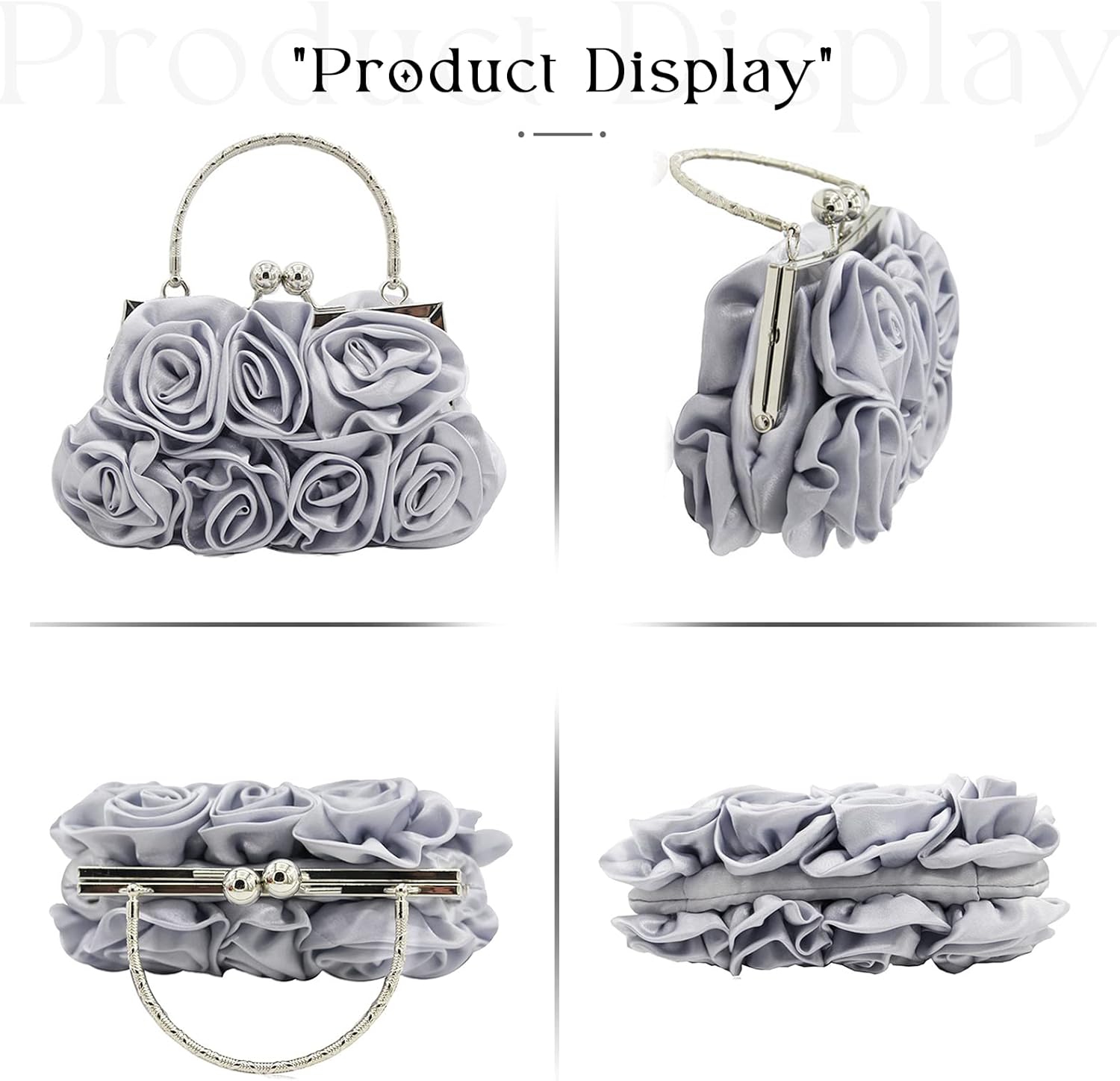 Women Evening Clutch Bag Floral Satin Small Purses with Detachable Strap for Wedding, Party, Prom - Image 6