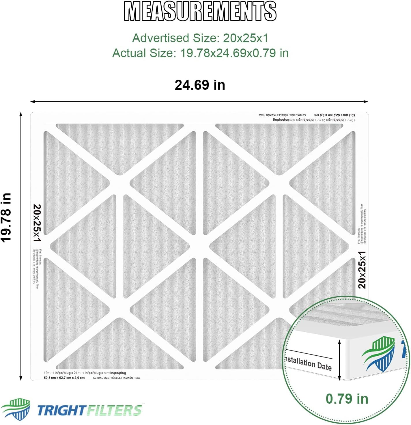 20x25x1 Air Filter 4 Pack, MERV 8 Pleated Dust Defense Air Filters Replacement Air Conditioner HVAC AC Furnace Filter, Durable and Lightweight