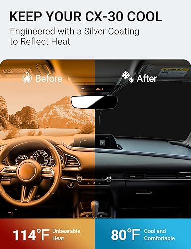 Vista 40 de Proadsy Parasol para parabrisas para BMW X1 F48 2016-2022 de 4 capas plegable, protector de parasol frontal que bloquea los rayos UV y mantiene