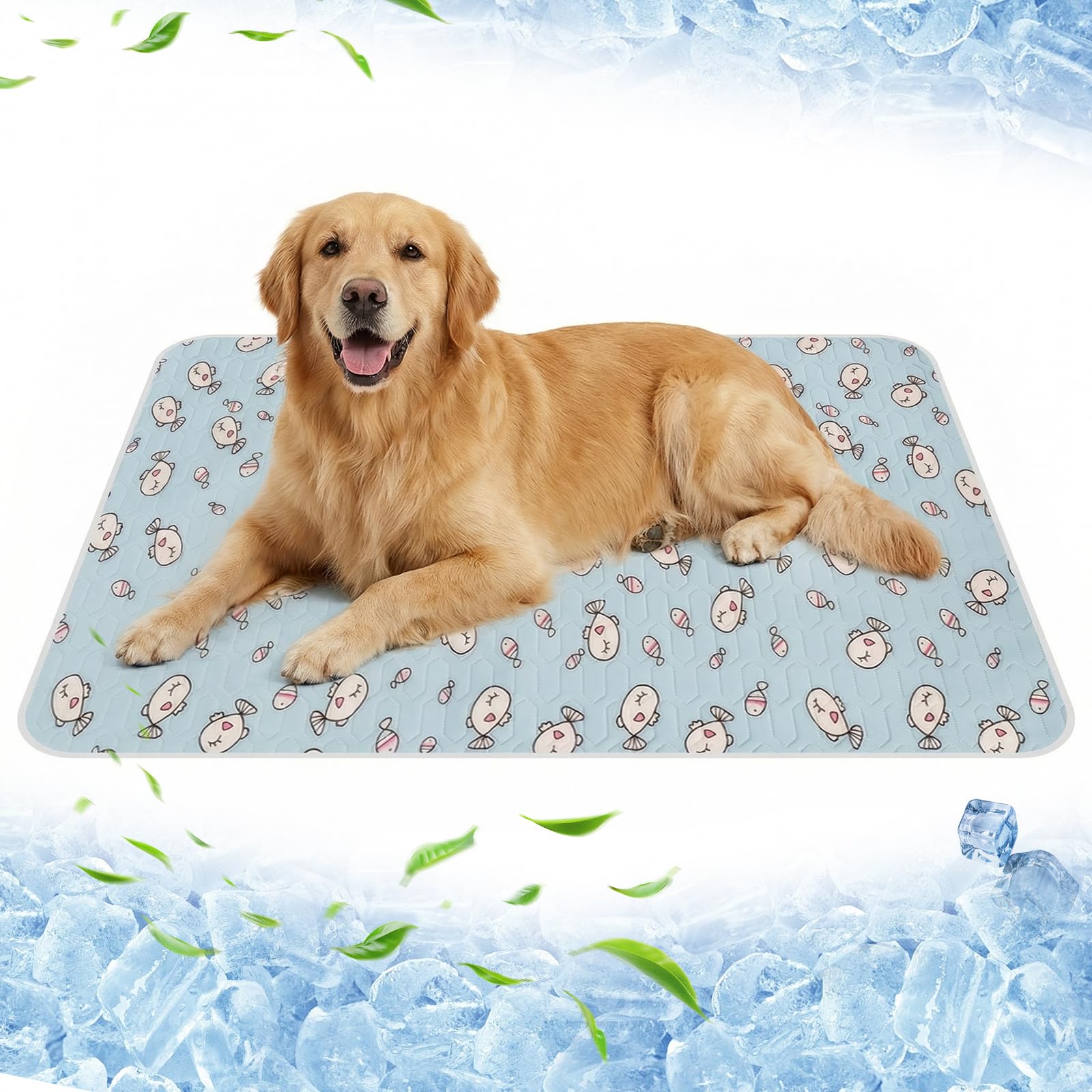 Ninonly Cooling Mat for Dogs and Cats, 50 x 70 cm Cool Bed for Pets, Cooling Mat Summer Mat, Machine Washable and Foldable, Cool Blanket Ideal for Home, Car, Travel