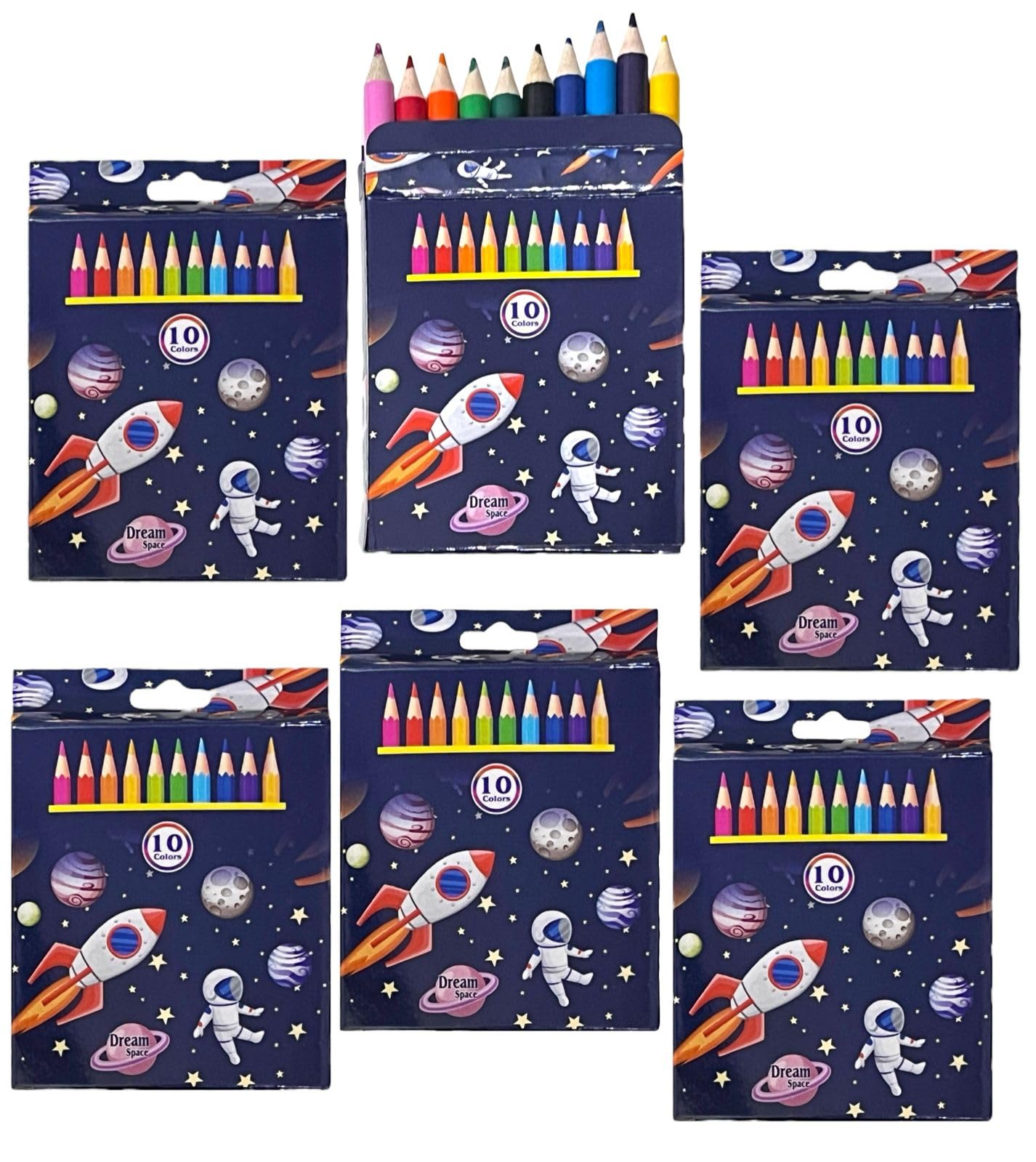 LE DELITE 10 Pencil Colors Crayons (Pack Of 10) | Space Astronaut Theme Return Gifts For Kids Birthday Party | Mini Colors Set School Stationery-image-33