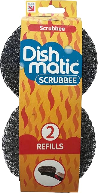 Dishmatic Scrubbee Stainless Steel Scourer Head Refills for Cleaning BBQ, Grill, Oven  Kitchen Washing-Up Handle Refills  Pack of 2