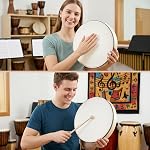 Nydotd 3pcs Hand Drum Percussion Wood Frame Drum with Drum Stick 10 Inch 8 Inch 6 Inch Percussion Instruments Musical Performance Pro (Wood Color, 12 Inch 10 Inch 8 Inch)