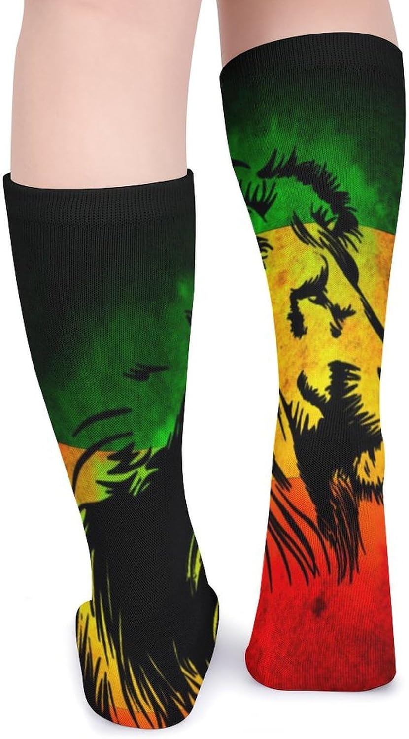 Lion Reggae Jamaica Knee High Socks Casual Long Stockings Over Calf Sock Tube for Women Men
