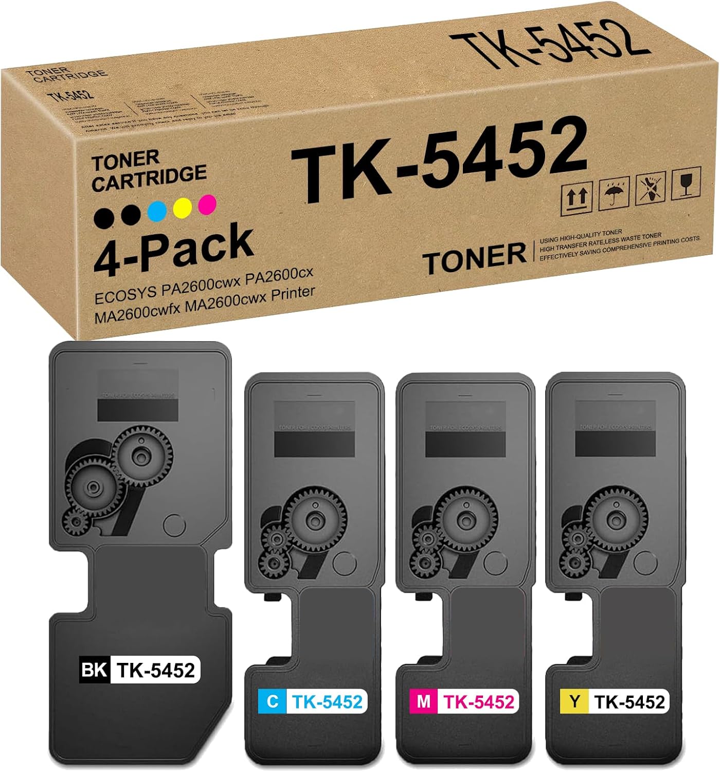 TK5452K TK5452 TK-5452 Toner Cartridge Compatible for Kyocera TK5452K TK-5452 TK5452 Toner for ECOSYS PA2600cwx PA2600cx MA2600cwfx MA2600cwx Printers(Black,4,100 Pages,2 Pack)