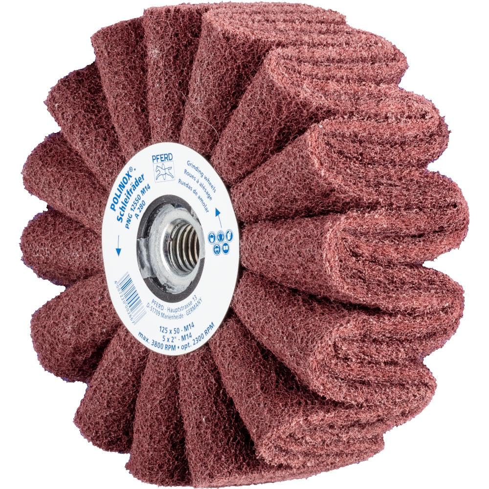 Polinox tarcza szlifierska z gwintem PNG - Ø 125 mm, szerokość: 50 mm, RPM: 3.800, gwint: M14 - wielkość ziarna: 280