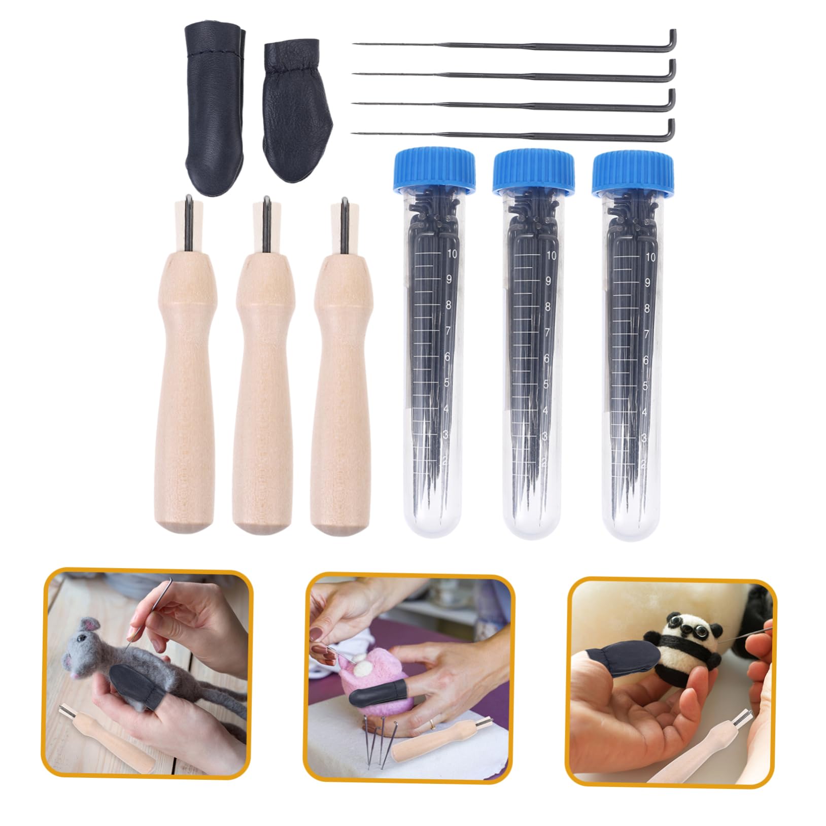 NUOBESTY 3sets Aghi Per Infeltrimento Lana Con Design Ergonomico Per Progetti Fai Da Te Utensile Pratico e Sicuro Per Principianti e Artigiani