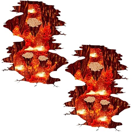 AMODA 3D Lava Floor Sticker Removable Vinyl Flame and Lava Wallpaper Murals Home Decor for Living Room Bedroom Nursery-Peel&Stick-23.6 x 35.4Inch(Lava x 2)