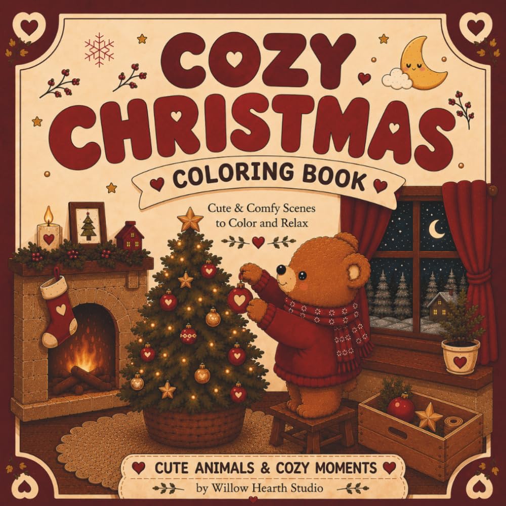 Cozy Christmas Coloring Book: Cute and Cozy Christmas Scenes with Adorable Animals, Relaxing Holiday Moments, and Festive Charm (Cozy Holiday)