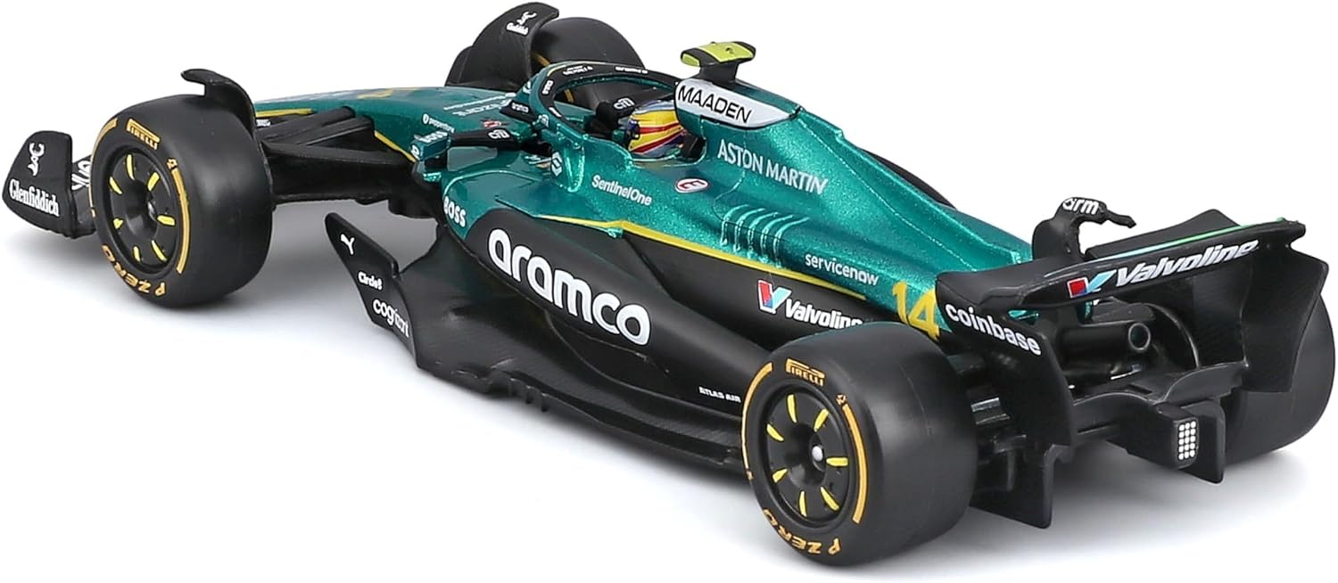 Bburago 1:43 Scale Race Formula Aston Martin AMR25 w/Helmet (2025), Alonso #14