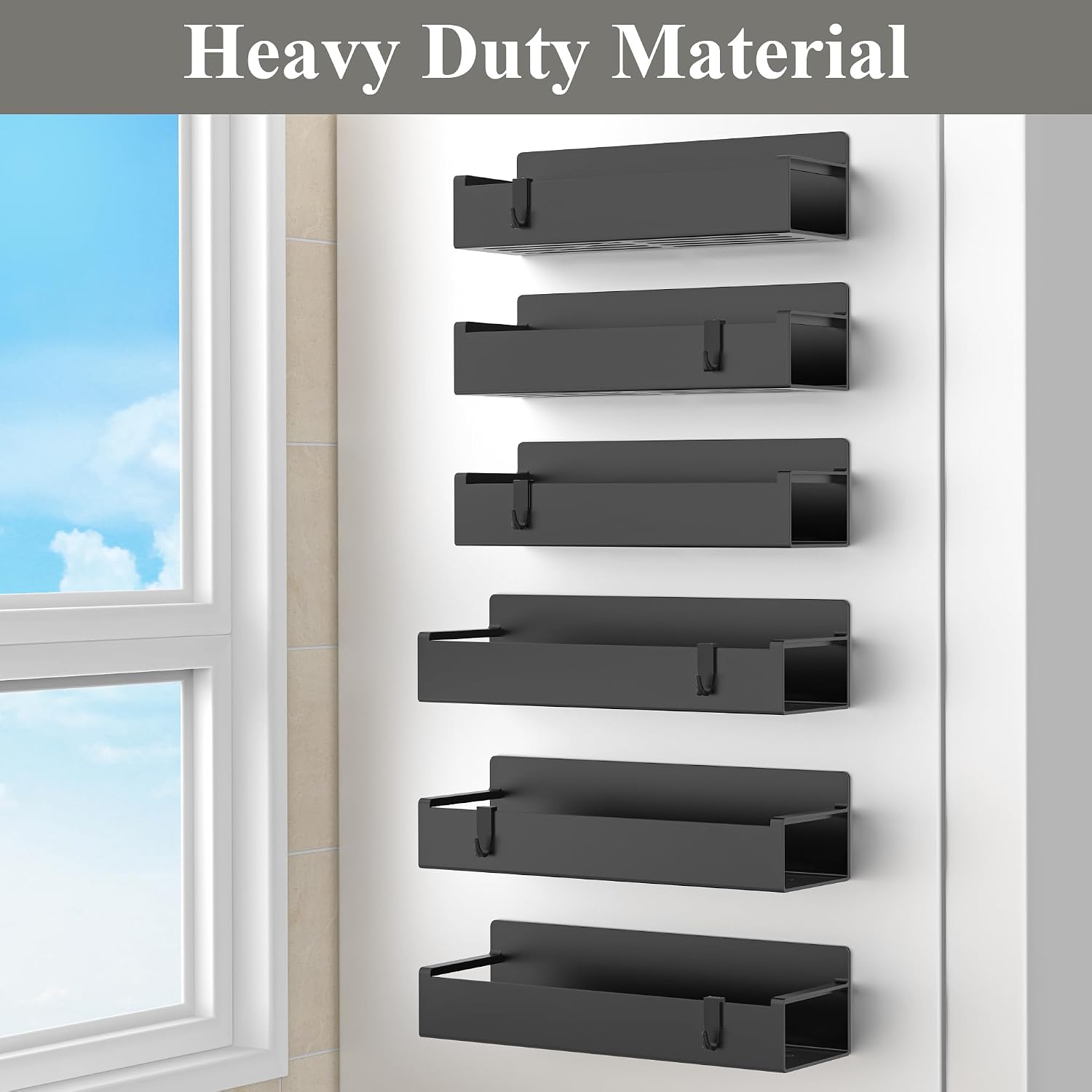 6 Pack Magnetic Spice Rack Organizer for Refrigerator and Oven, Black Fridge Organizers and Storage for Kitchen - Image 4