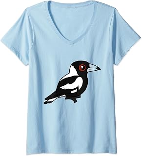 Womens Cute Cartoon Australian Magpie Corvid Birdorable Bird V-Neck T-Shirt
