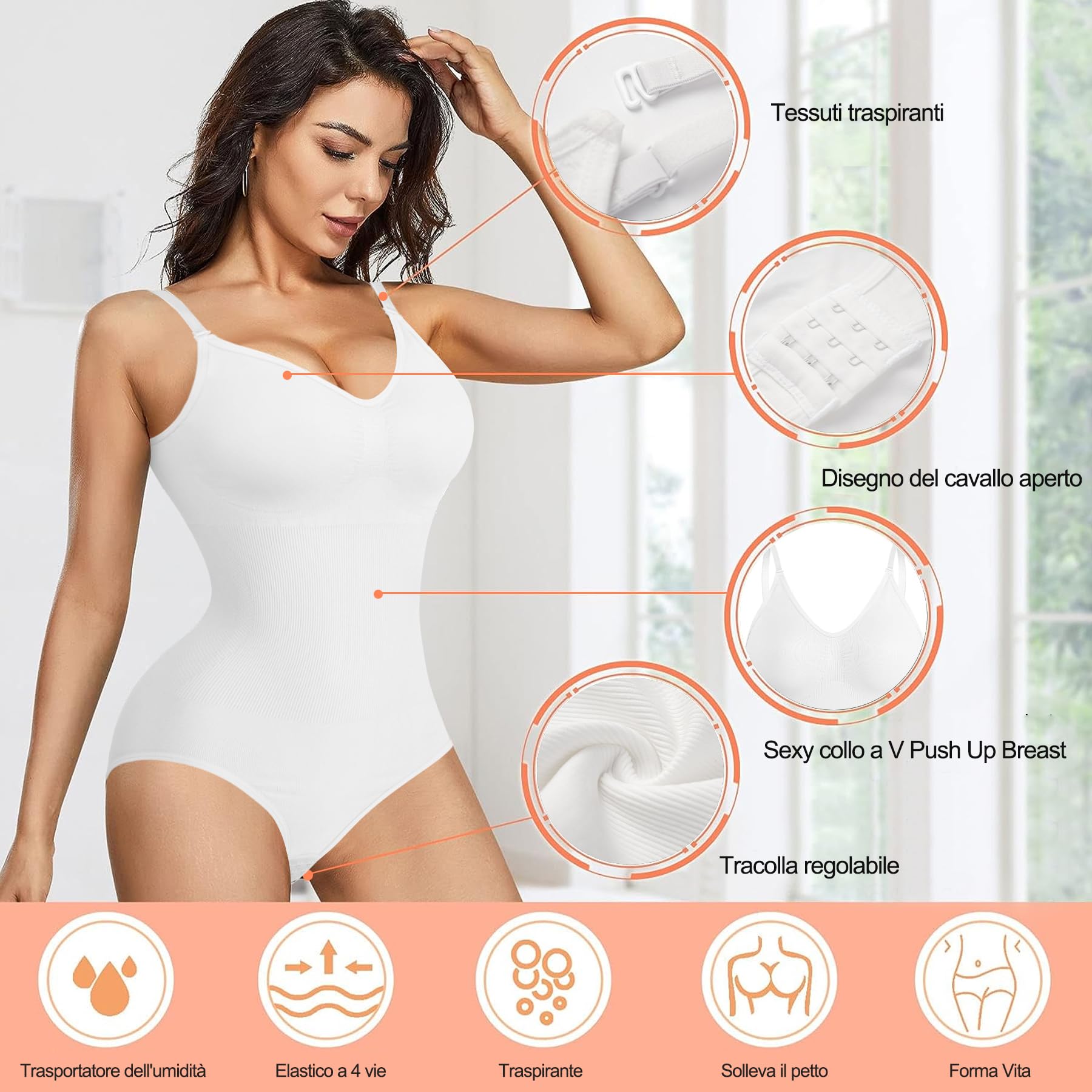 Gotoly Body Modellante Donna Shapewear Body Contenitivo Modellante Spallino Regolabile Intimo Snellente Shaper Pancia Piatta Dimagrante Shaping Bodysuit Bustier Seamless Fajas