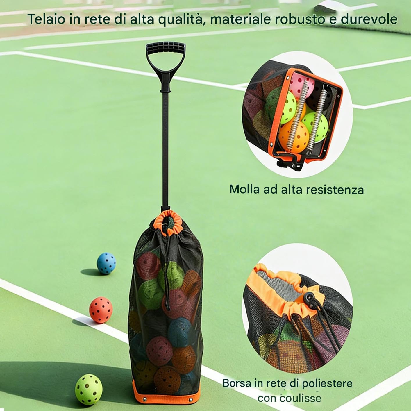 Generico Raccogli Palle da Confortevole e con Grande capacità di Raccolta | Cesto da Raccolta per Uomini Donne Ragazzi Giovani Ciclisti Golfisti