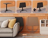 Vista 8 de JOY worker Escritorio móvil plegable de pie, escritorio de pie ajustable en altura, mesa de computadora portátil con ruedas inclinable de 90°