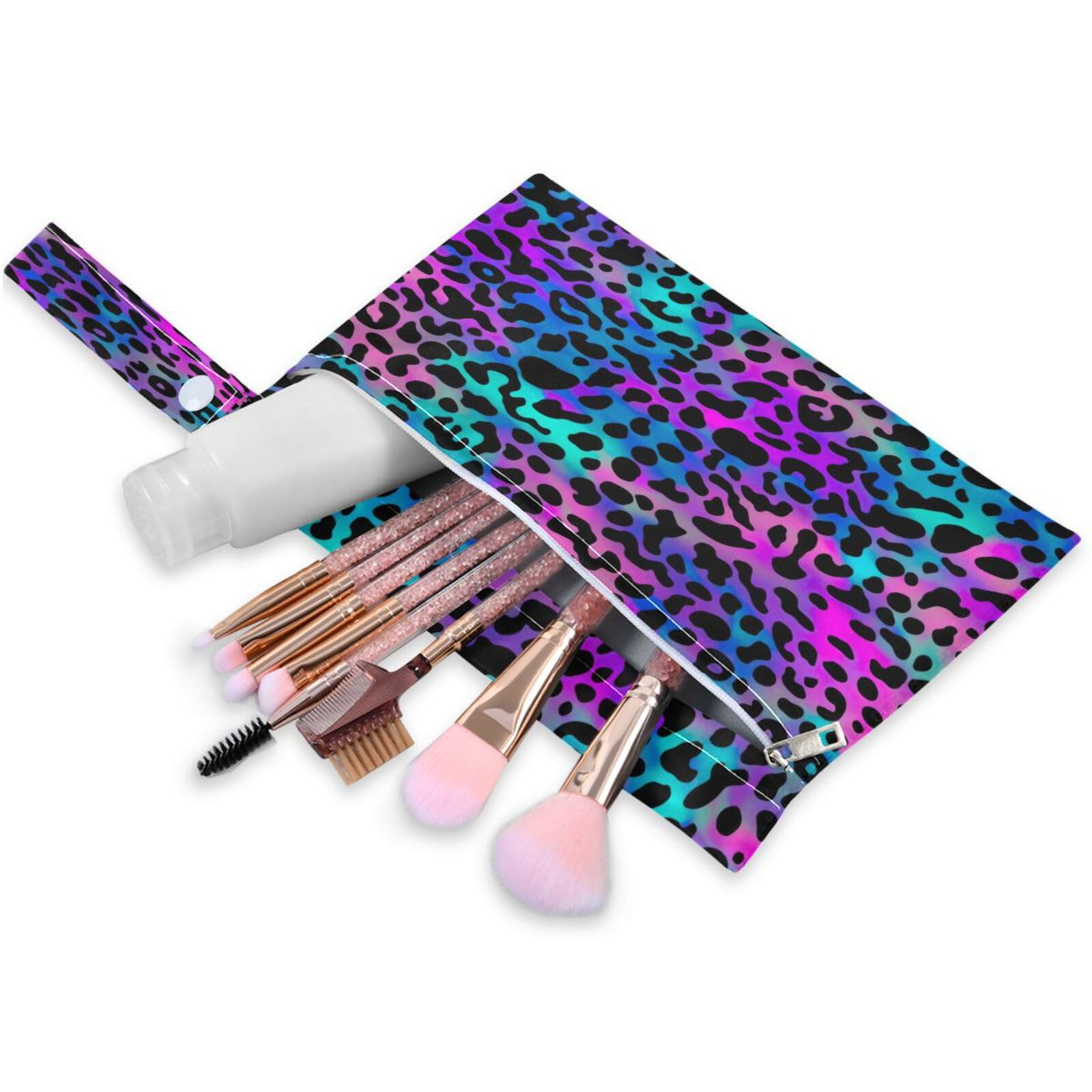 BOESI 2 Piece Wet and Dry Storage Bag, Travel Wet and Dry Bag, Waterproof Reusable, For Travel, Beach, Pool, Diapers, Toiletries, Graffiti Blue and Purple Leopard Pattern