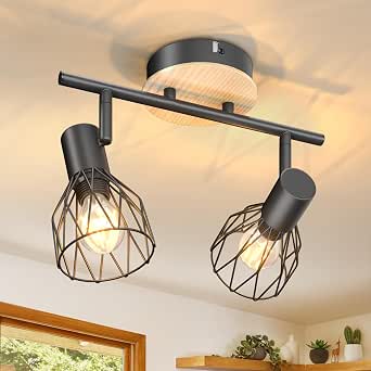 Klighten Faretti da Soffitto Orientabili Nero, con 2 Attacco GU10, Plafoniera 2