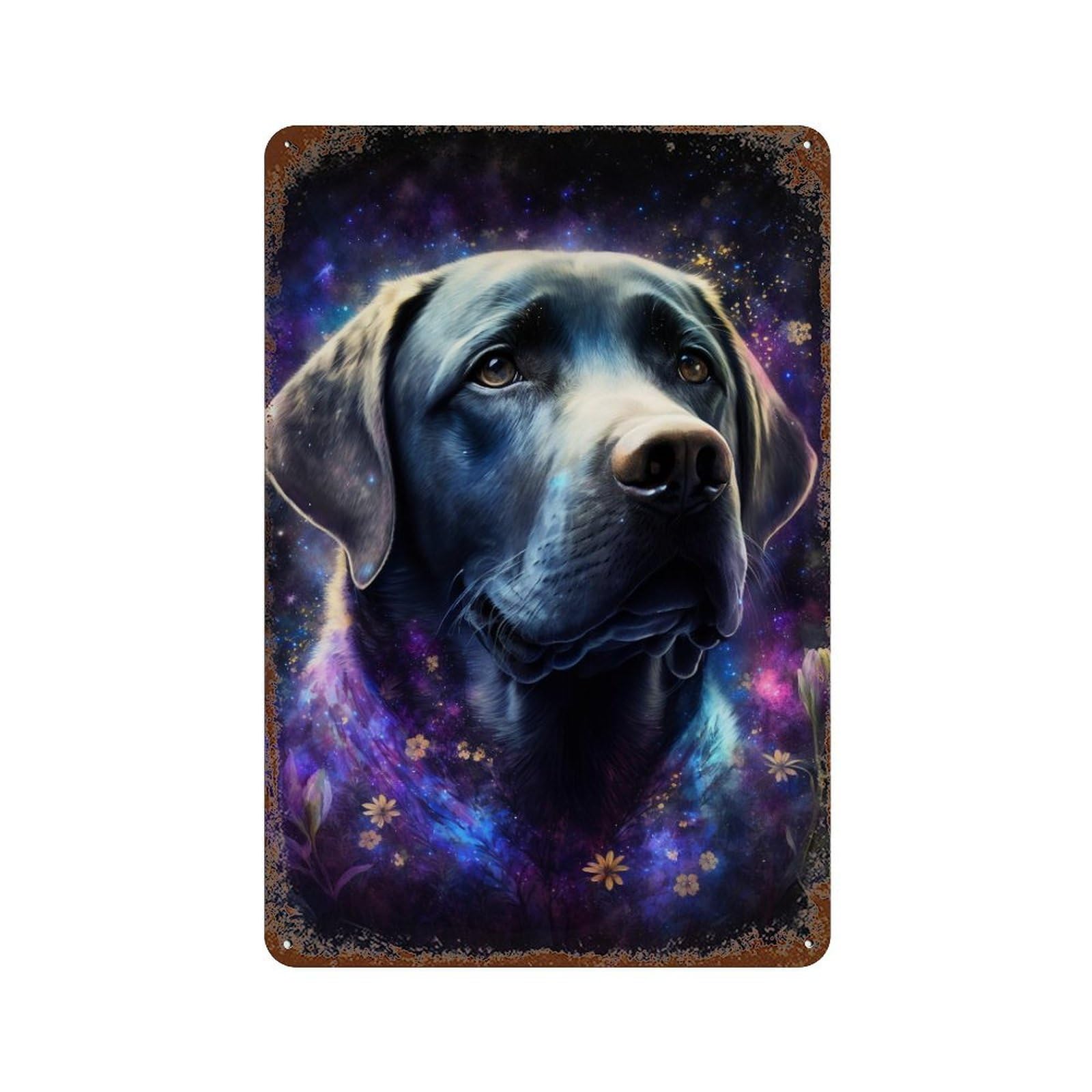 Galactic Labrador Portrait Decorative Tin Sign 11.8"x7.9", Shabby Chic Decor for Garage, Pub Or Kitchen