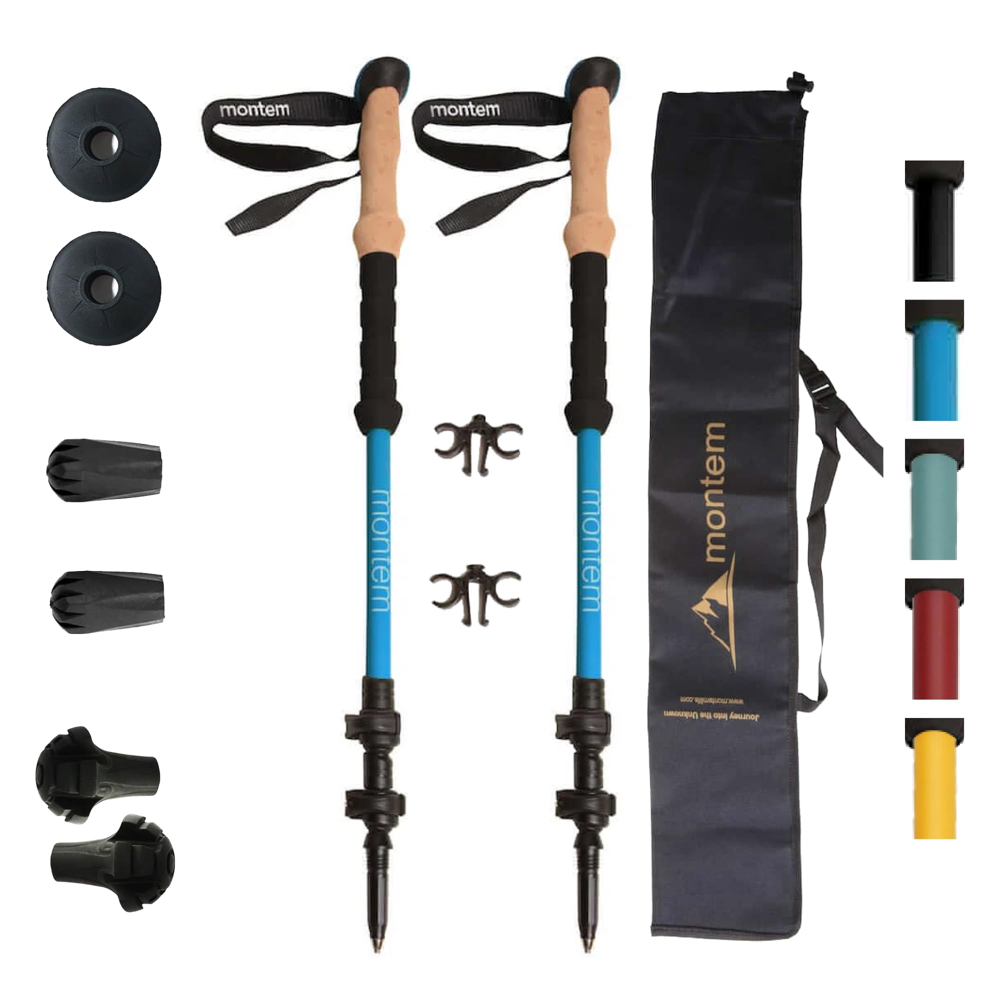 Montem Ultra Light 100% Carbon Fiber Trekking, Walking, and Hiking Poles - One Pair (2 Poles) - Ultra Light, Quick Locking, Foldable, Weather-Resistant and Ultra Durable