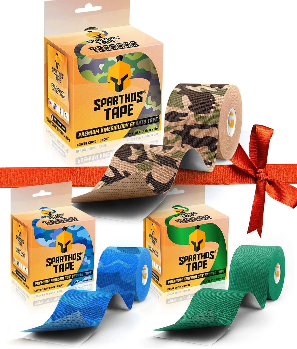 Sparthos Tape Color Bundle: Forest Camo + Electric Blue Camo + Forest Green [16.4 ft Uncut Rolls]