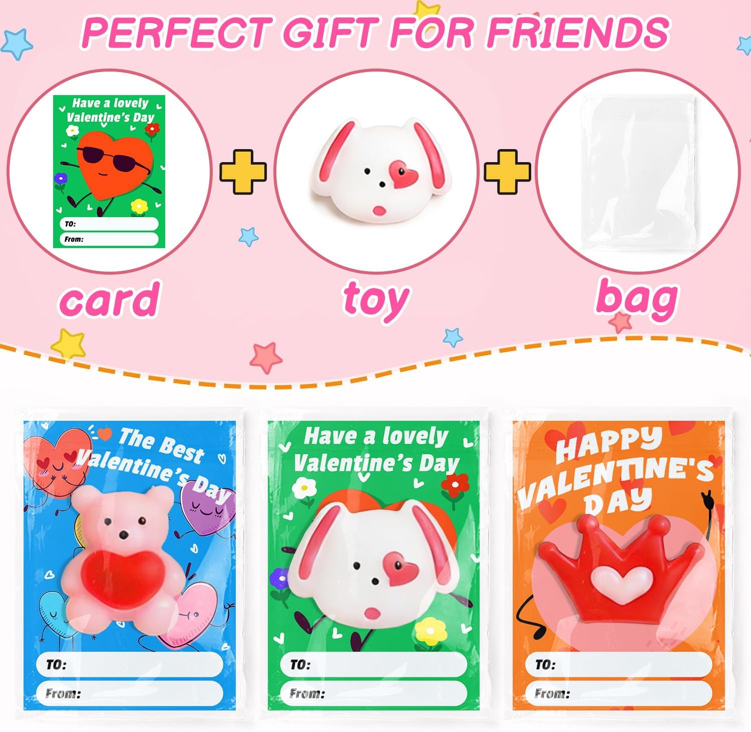 24 Pcs Mochi Squishys Toy, Valentines Day Cards for Kids,Valentines Gift Birthday Party Favors for Kids,Easter Basket Stuffers Gifts,Easter Eggs Fillers & Easter Egg Hunt,Squishy Fidget Toys