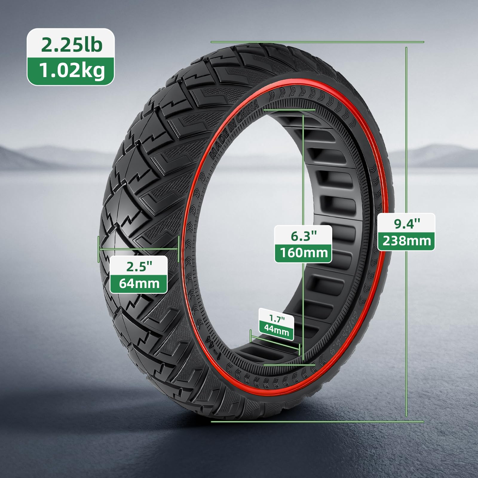 60/65-6,9 Pneu Plein pour Ninebot Max G2 G2D G2E G65 Scooter 10" Tire Avant/Arrière Caoutchouc Accessoires de Rechange (Rouge-2)