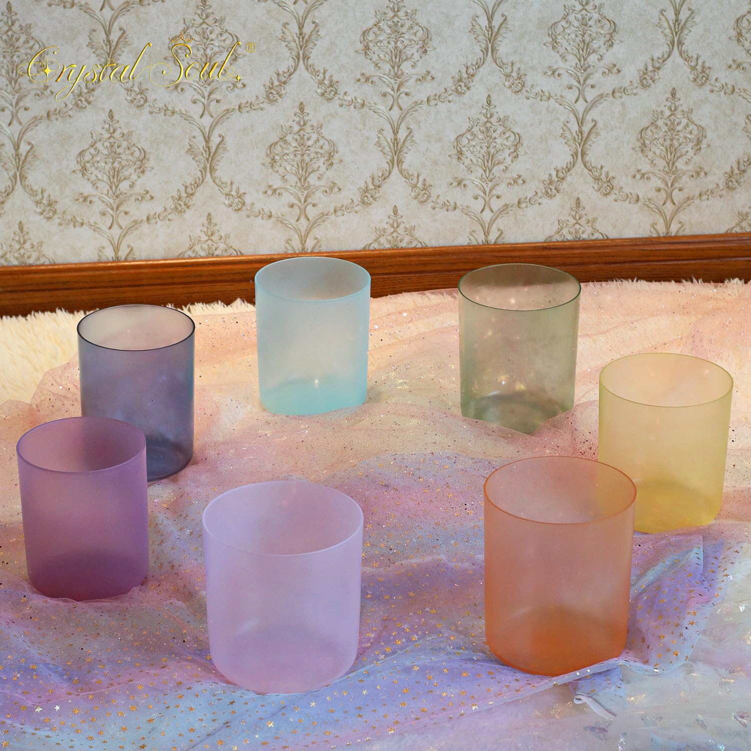 Crystal Soul - Campana tibetana in cristallo trasparente opaco, 14-17 cm, 432 Hz