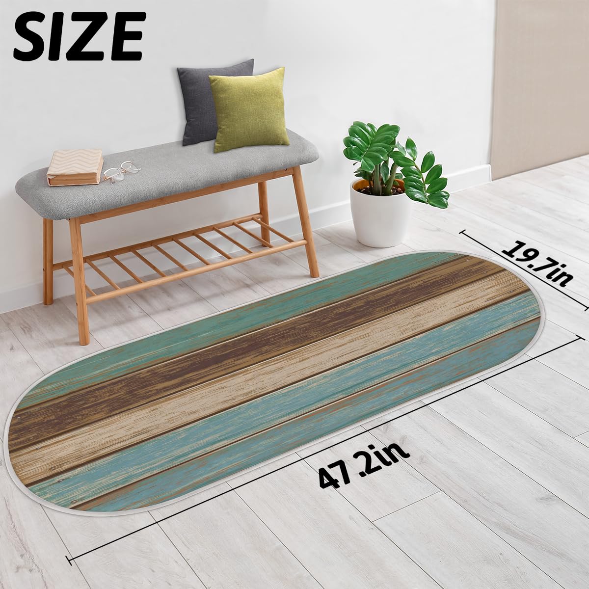 TropicalLife Drewniana tekstura retro dywanik mata 50 x 120 cm, drewniane długie włosy pogrubione dywaniki do pokoju kuchni domu łazienki wewnątrz antypoślizgowa mata podłogowa dywaniki