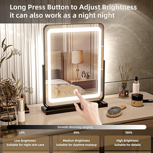 Miniatura 3 de PRIMETEK Espejo de tocador de maquillaje con luces, espejo grande iluminado para escritorio, dormitorio, vestidor, espejo iluminado con LED