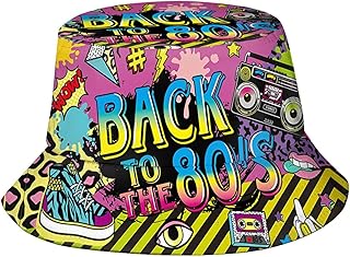 Fashion Retro 80s 90s Bucket Hat for Men Women Funny Summer Beach Fishing Hat