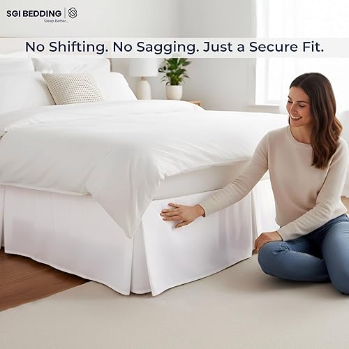 Miniatura 6 de SGI Bedding Falda de cama con caída de 18 pulgadas, tamaño Queen - Estilo plataforma con ajuste seguro, aspecto clásico entallado, elegante falda