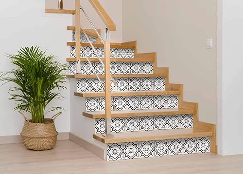 Miniatura 7 de Mi Alma calcomanías para azulejos en blanco y negro para despegar y pegar calcomanías de azulejos, 24 unidades, para azulejos de baño y cocina,