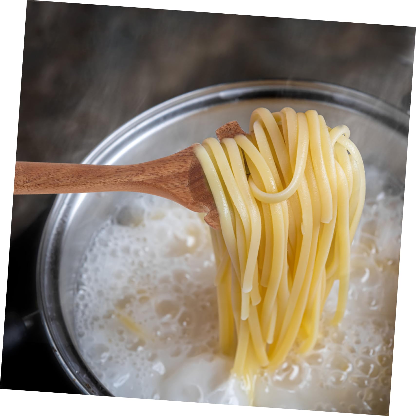 Cabilock 8 Piezas Cuchara para fideos con mango largo espátula de cocina utensilios para servir comida cucharas de madera utensilios de cocina de madera espátula de madera espátula para wok