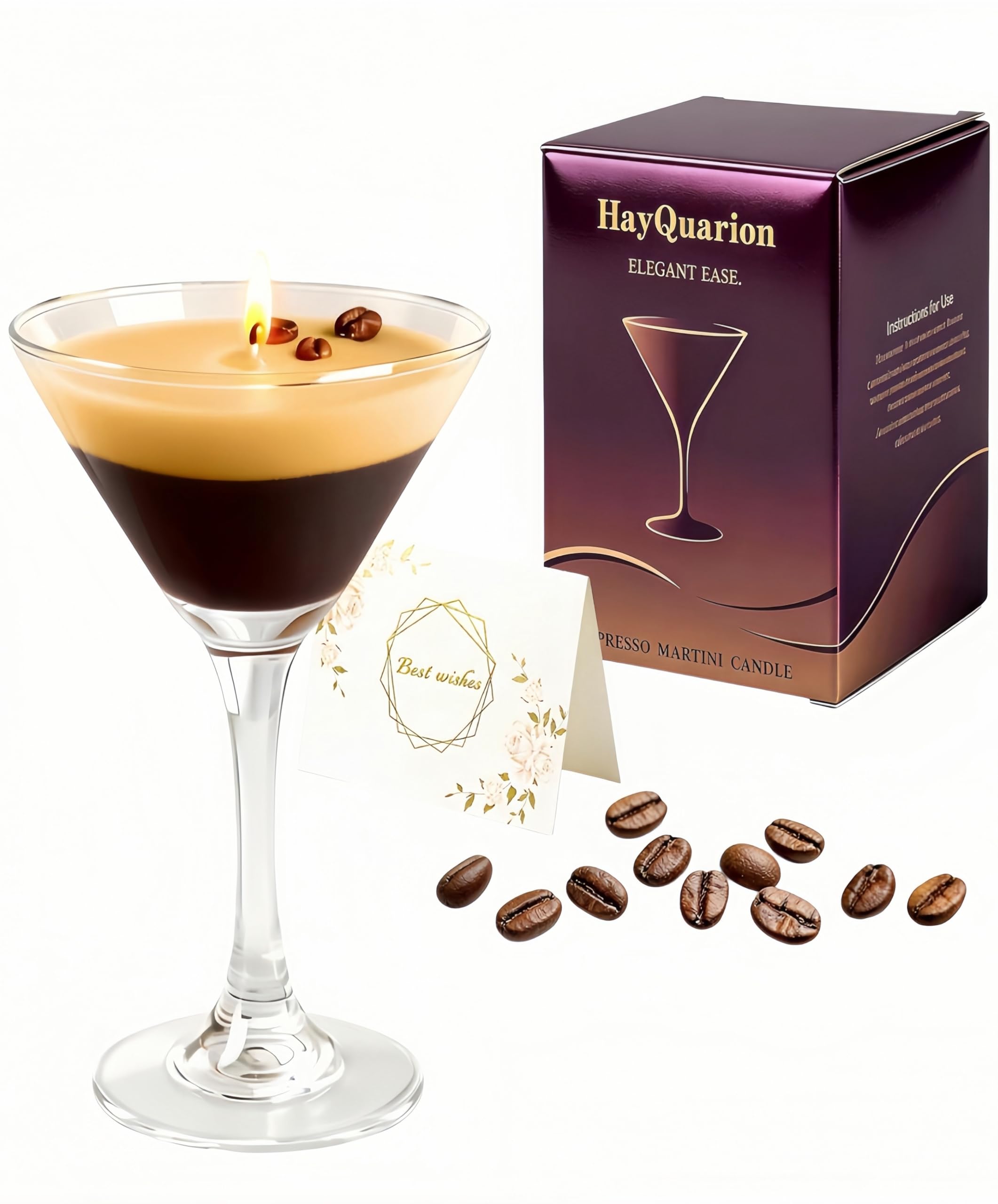 Espresso Martini Candle Gifts for Women Men, Coffee Themed Unique Gift for Espresso Lovers, Soy Wax Candles Kit for Coffee Bar, Home Decor for Mother, Birthday, Christmas, Halloween