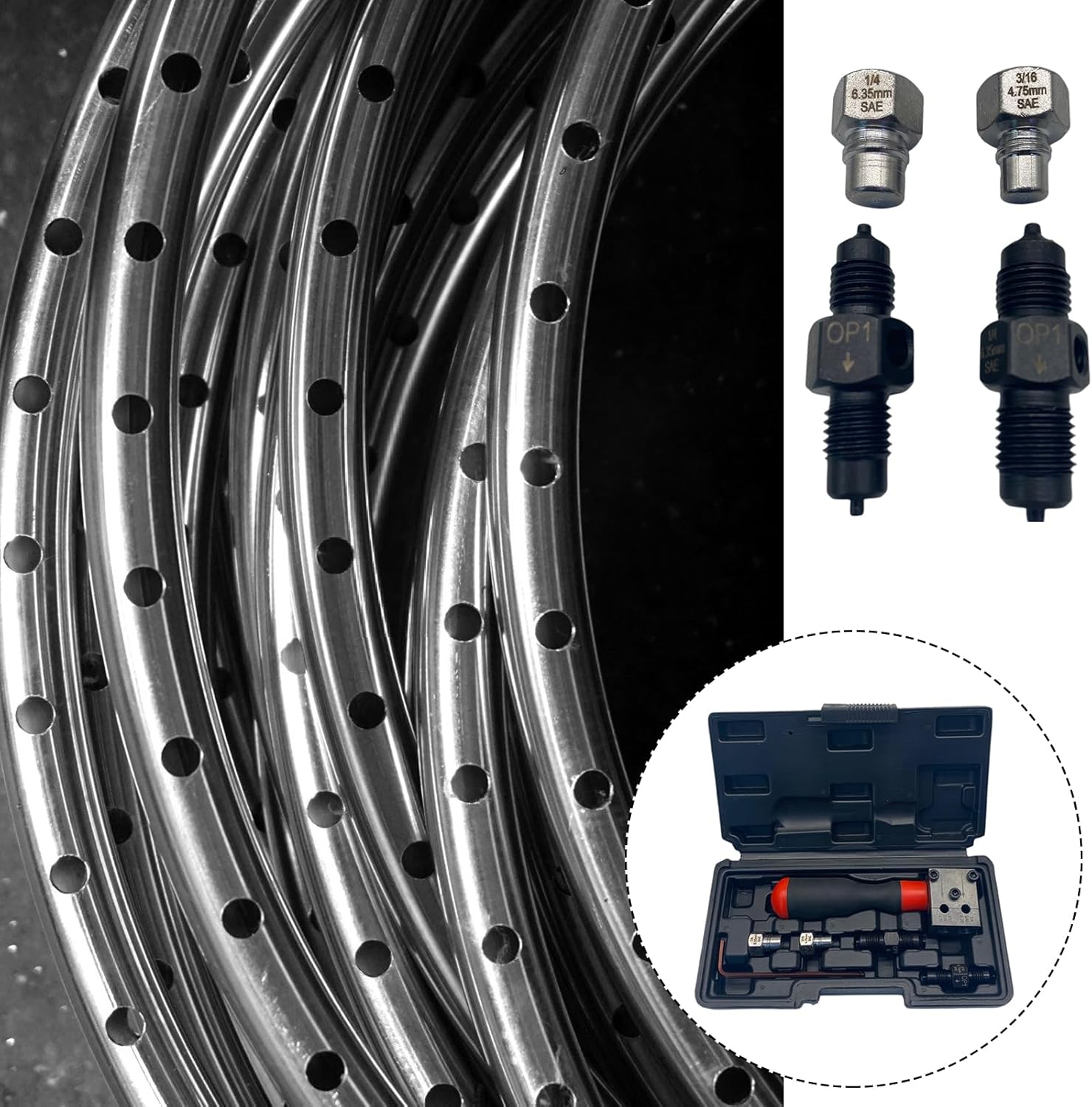 自動車フレアツールセット 3/16 インチ 1/4 インチ銅管ブレーキラインシングルダブルフレアツールアダプタ自動車修理ツール パイプフレアリングツールキット  / 工具・DIY用品通販のアストロプロダクツ